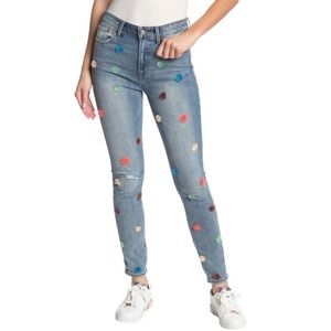 Lucky Brand Blue Skinny Jeans with Multicolor Accents